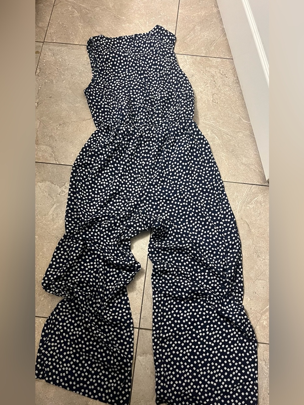 Polka Dot Navy Wide-Leg Jumpsuit